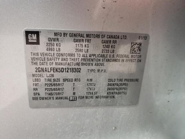 Photo 10 from auction – 2013 CHEVROLET EQUINOX LT with VIN 2GNALFEK5D1218302