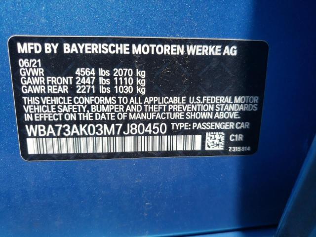 Photo 10 from auction – 2021 BMW 228XI with VIN WBA73AK03M7J80450