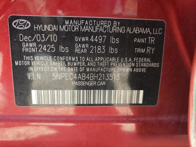 Photo 10 from auction – 2011 HYUNDAI SONATA SE with VIN 5NPEC4AB4BH213513