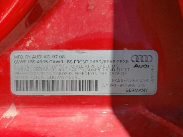 Photo 10 from auction – 2009 AUDI A4 PRESTIG with VIN WAUMF78K19N012461