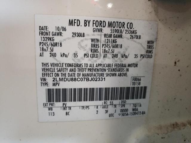 Photo 10 from auction – 2007 LINCOLN MKX with VIN 2LMDU88C07BJ02331