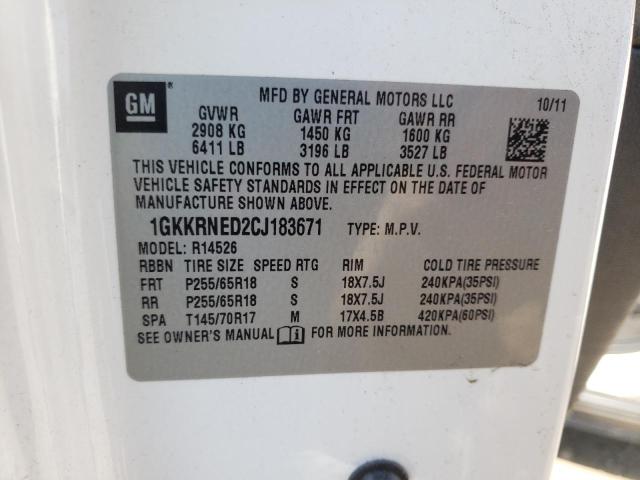 Photo 10 from auction – 2012 GMC ACADIA SLE with VIN 1GKKRNED2CJ183671
