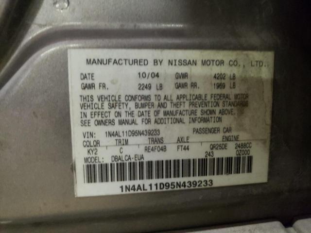 Photo 10 from auction – 2005 NISSAN ALTIMA S with VIN 1N4AL11D95N439233