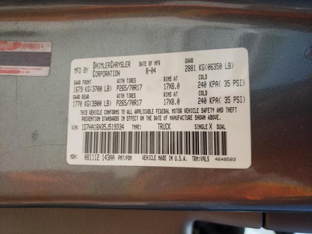 Photo 10 from auction – 2005 DODGE RAM 1500 S with VIN 1D7HA16N35J519334