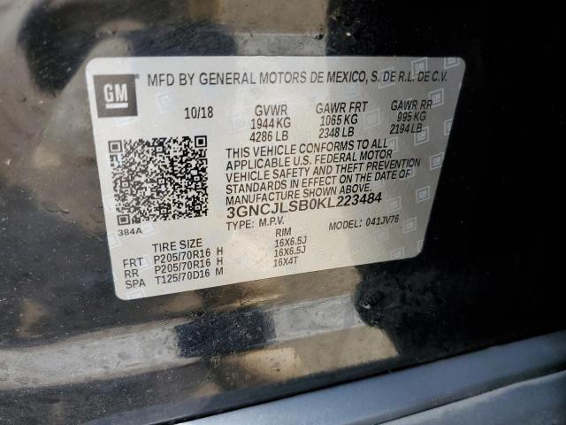 Photo 10 from auction – 2019 CHEVROLET TRAX 1LT with VIN 3GNCJLSB0KL223484
