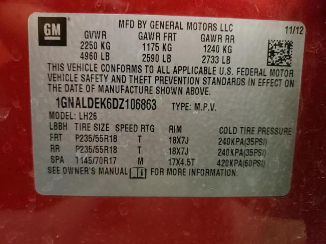 Photo 10 from auction – 2013 CHEVROLET EQUINOX LT with VIN 1GNALDEK6DZ106863