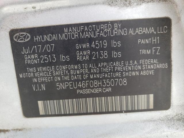Photo 10 from auction – 2008 HYUNDAI SONATA SE with VIN 5NPEU46F08H350708