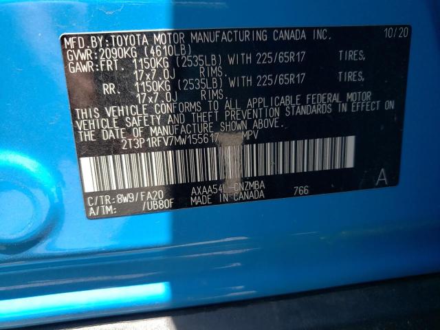 Photo 10 from auction – 2021 TOYOTA RAV4 XLE with VIN 2T3P1RFV7MW155617