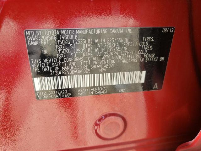 Photo 10 from auction – 2013 TOYOTA RAV4 LIMIT with VIN 2T3DFREV3DW086365