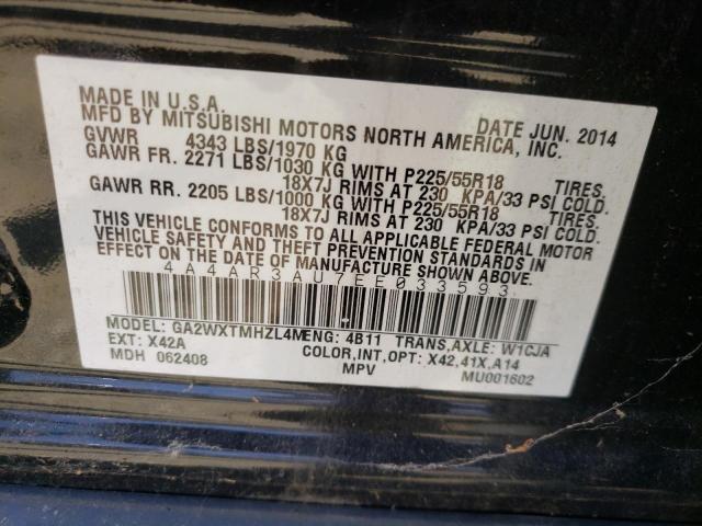 Photo 10 from auction – 2014 MITSUBISHI OUTLANDER with VIN 4A4AR3AU7EE033593