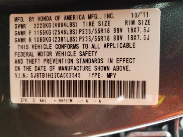 Photo 10 from auction – 2012 ACURA RDX with VIN 5J8TB1H22CA002545