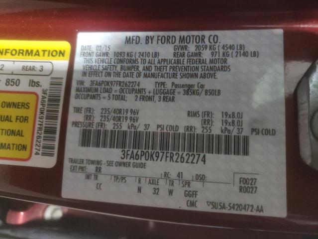 Photo 10 from auction – 2015 FORD FUSION with VIN 3FA6P0K97FR262274