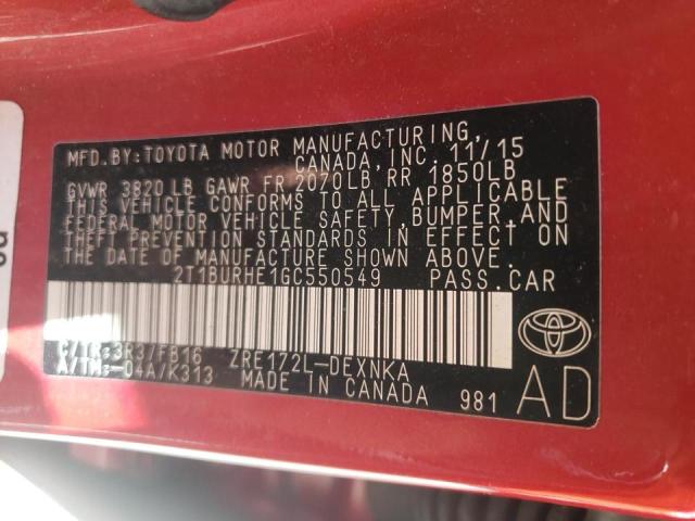 Photo 10 from auction – 2016 TOYOTA COROLLA L with VIN 2T1BURHE1GC550549