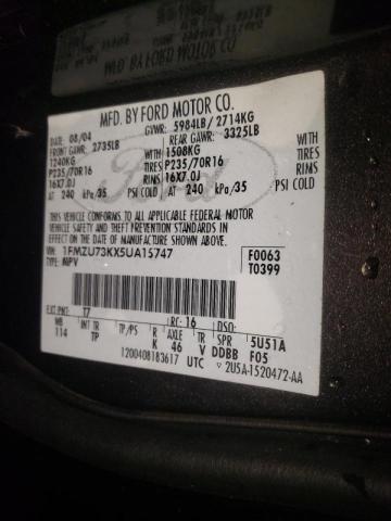 Photo 10 from auction – 2005 FORD EXPLORER X with VIN 1FMZU73KX5UA15747