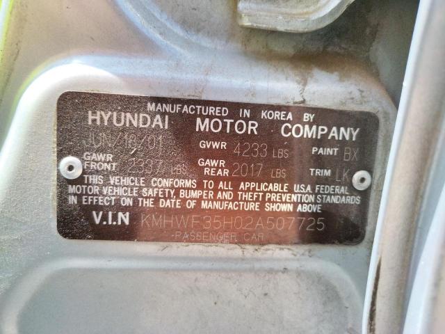 Photo 10 from auction – 2002 HYUNDAI SONATA GLS with VIN KMHWF35H02A507725