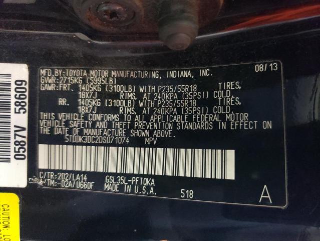 Photo 10 from auction – 2013 TOYOTA SIENNA XLE with VIN 5TDDK3DC2DS071074