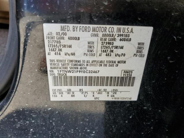 Photo 10 from auction – 2000 FORD F250 SUPER with VIN 1FTNW21F9YEC32467