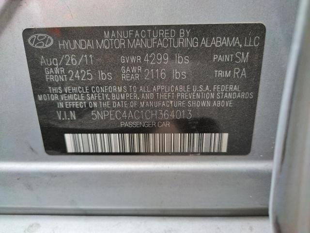 Photo 10 from auction – 2012 HYUNDAI SONATA SE with VIN 5NPEC4AC1CH364013