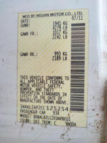 Photo 10 from auction – 2012 NISSAN ALTIMA with VIN 1N4AL2AP2CC125254