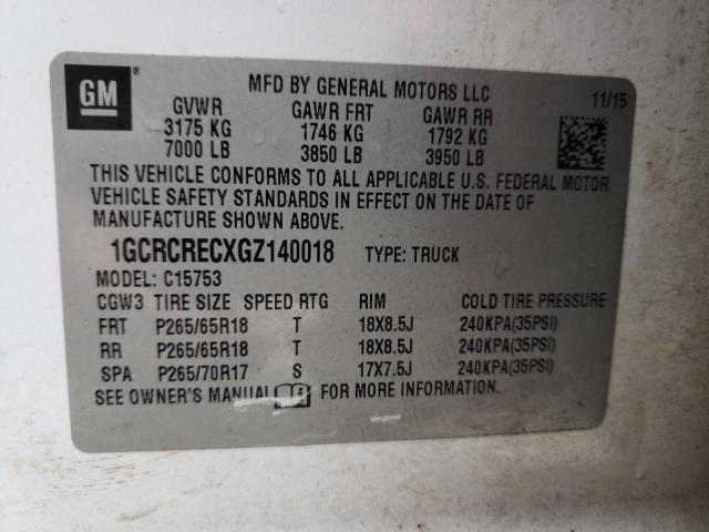 Photo 10 from auction – 2016 CHEVROLET SILVERADO with VIN 1GCRCRECXGZ140018