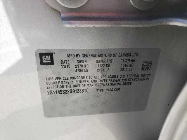 Photo 10 from auction – 2016 CHEVROLET IMPALA LTZ with VIN 2G1145S32G9138810