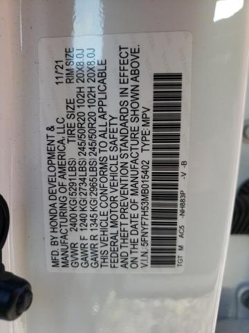 Photo 10 from auction – 2021 HONDA PASSPORT E with VIN 5FNYF7H53MB015402