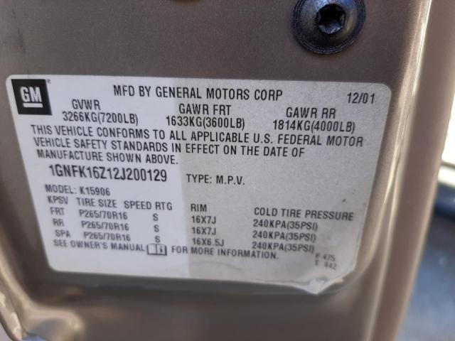 Photo 10 from auction – 2002 CHEVROLET SUBURBAN K with VIN 1GNFK16Z12J200129