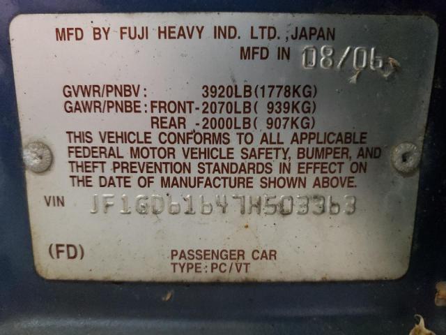 Photo 10 from auction – 2007 SUBARU IMPREZA 2. with VIN JF1GD61647H503363