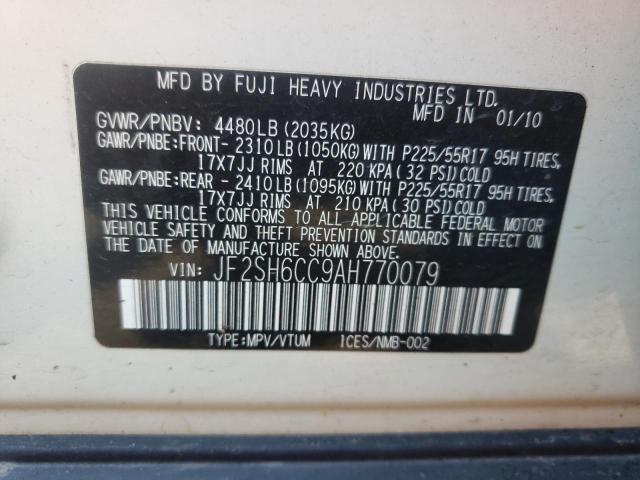 Photo 10 from auction – 2010 SUBARU FORESTER 2 with VIN JF2SH6CC9AH770079