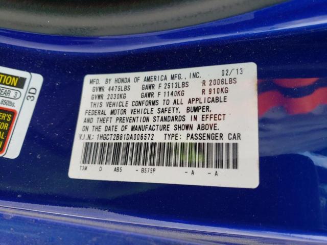 Photo 10 from auction – 2013 HONDA ACCORD EXL with VIN 1HGCT2B81DA006572