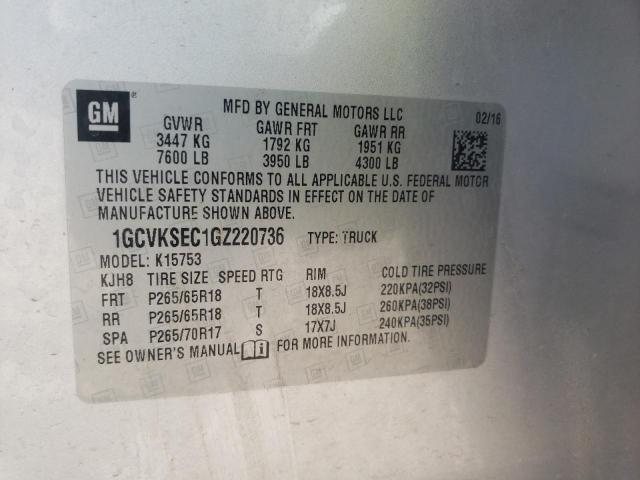 Photo 10 from auction – 2016 CHEVROLET SILVERADO with VIN 1GCVKSEC1GZ220736