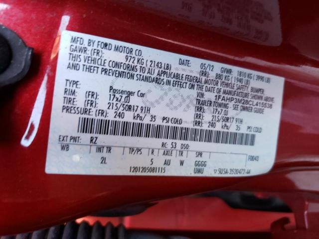 Photo 10 from auction – 2012 FORD FOCUS SEL with VIN 1FAHP3M28CL415538