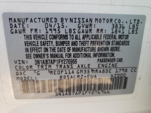 Photo 10 from auction – 2015 NISSAN SENTRA S with VIN 3N1AB7AP1FY276966