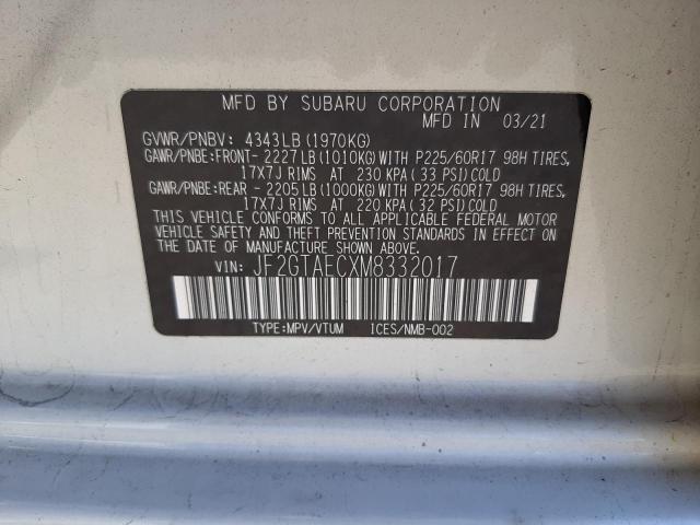 Photo 10 from auction – 2021 SUBARU CROSSTREK with VIN JF2GTAECXM8332017