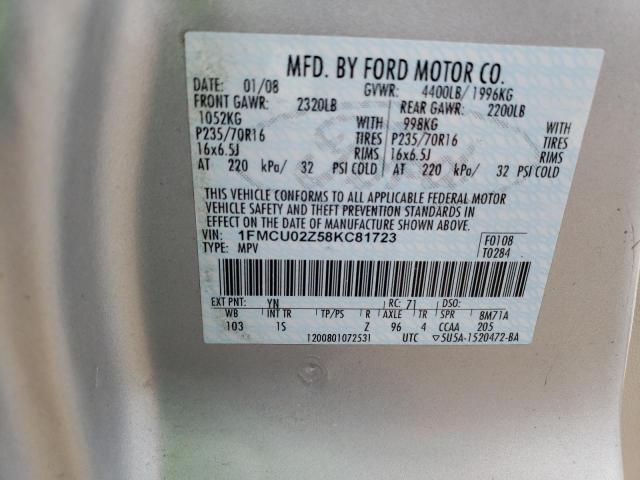 Photo 10 from auction – 2008 FORD ESCAPE XLS with VIN 1FMCU02Z58KC81723