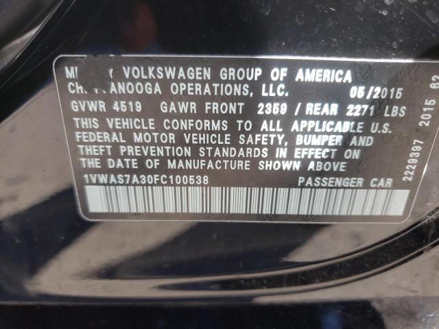 Photo 10 from auction – 2015 VOLKSWAGEN PASSAT S with VIN 1VWAS7A30FC100538