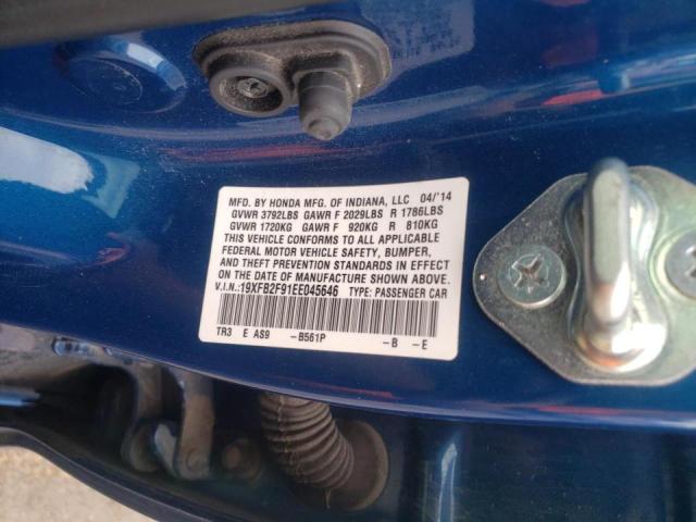 Photo 10 from auction – 2014 HONDA CIVIC EXL with VIN 19XFB2F91EE045646