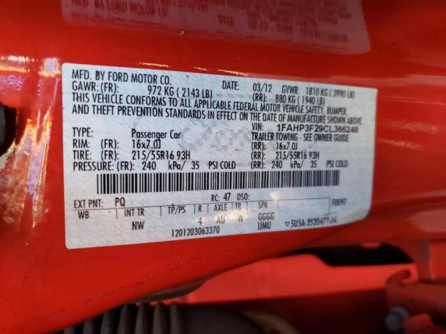 Photo 10 from auction – 2012 FORD FOCUS SE with VIN 1FAHP3F29CL366248