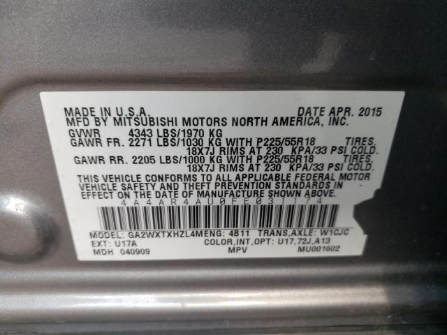 Photo 10 from auction – 2015 MITSUBISHI OUTLANDER with VIN 4A4AR4AU0FE031174