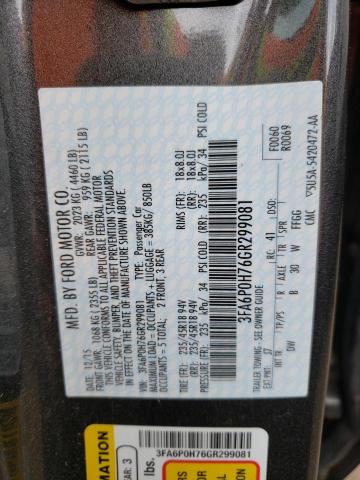Photo 10 from auction – 2016 FORD FUSION SE with VIN 3FA6P0H76GR299081