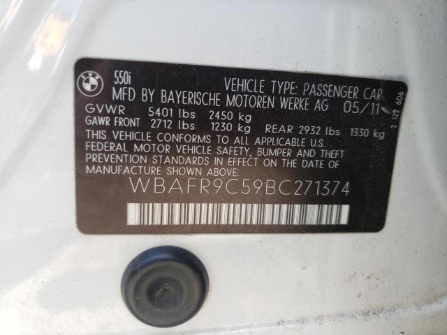 Photo 10 from auction – 2011 BMW 550 I with VIN WBAFR9C59BC271374