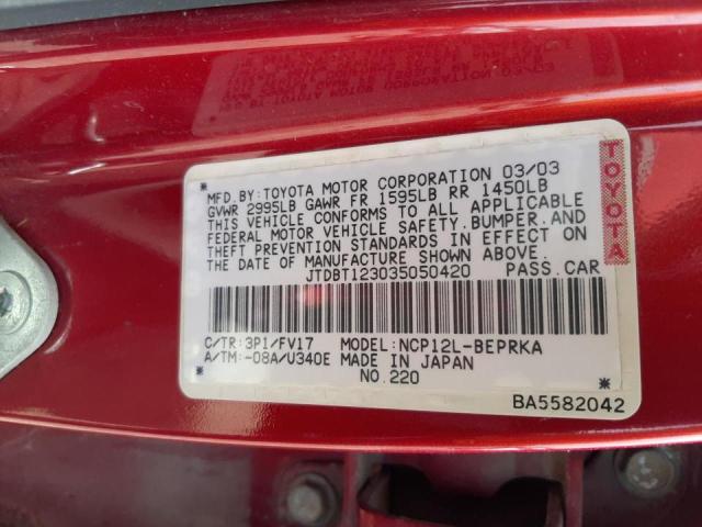 Photo 10 from auction – 2003 TOYOTA ECHO with VIN JTDBT123035050420