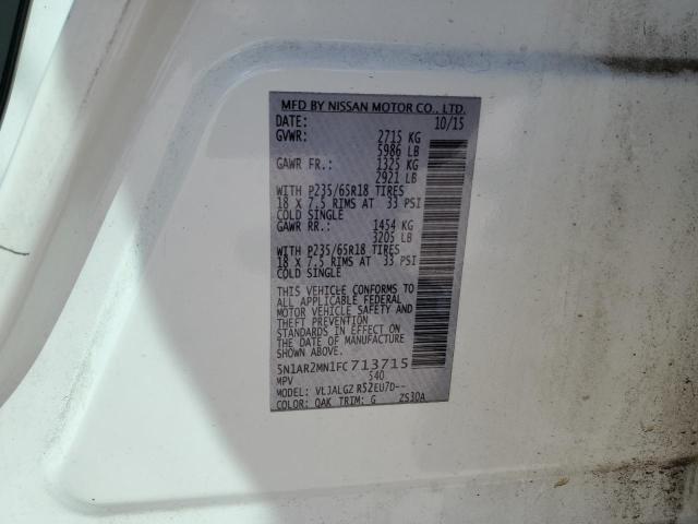 Photo 10 from auction – 2015 NISSAN PATHFINDER with VIN 5N1AR2MN1FC713715