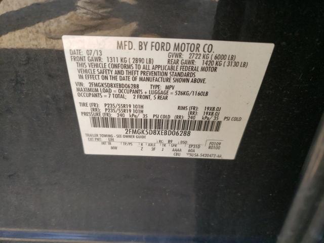 Photo 10 from auction – 2014 FORD FLEX LIMIT with VIN 2FMGK5D8XEBD06288