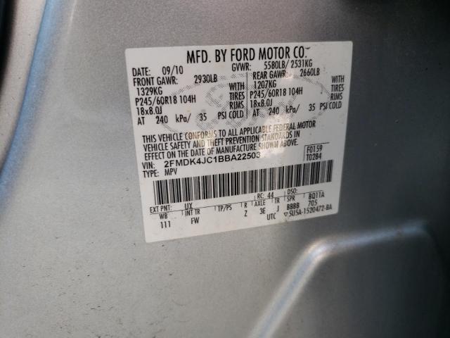 Photo 10 from auction – 2011 FORD EDGE SEL with VIN 2FMDK4JC1BBA22503
