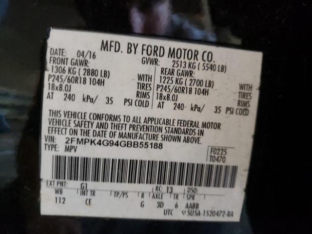 صورة رقم 10 من المزاد - 2016 FORD EDGE SE مع VIN 2FMPK4G94GBB55188