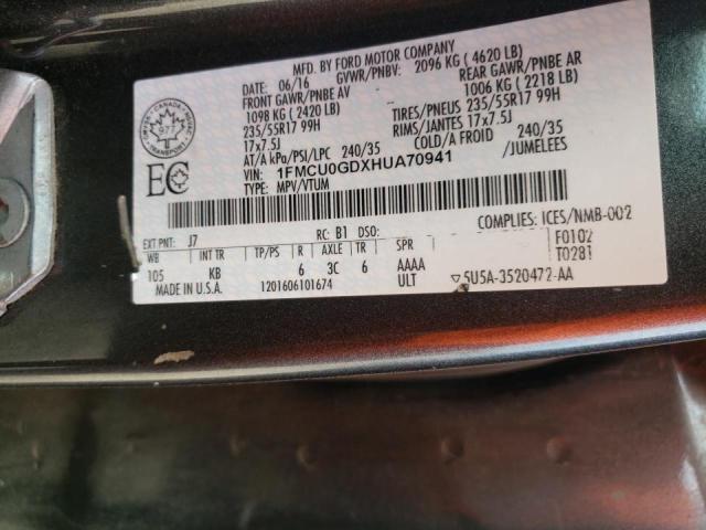 Photo 10 from auction – 2017 FORD ESCAPE SE with VIN 1FMCU0GDXHUA70941
