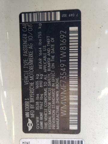 Photo 10 from auction – 2009 MINI COOPER S with VIN WMWMF73549TW81692