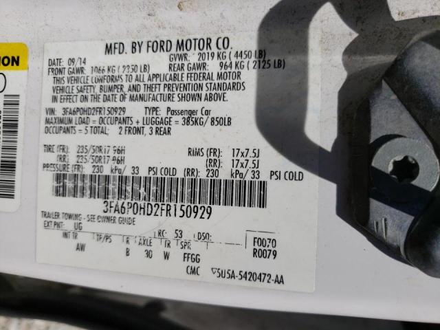 Photo 10 from auction – 2015 FORD FUSION SE with VIN 3FA6P0HD2FR150929