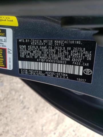 Photo 10 from auction – 2012 TOYOTA CAMRY BASE with VIN 4T1BF1FKXCU100623